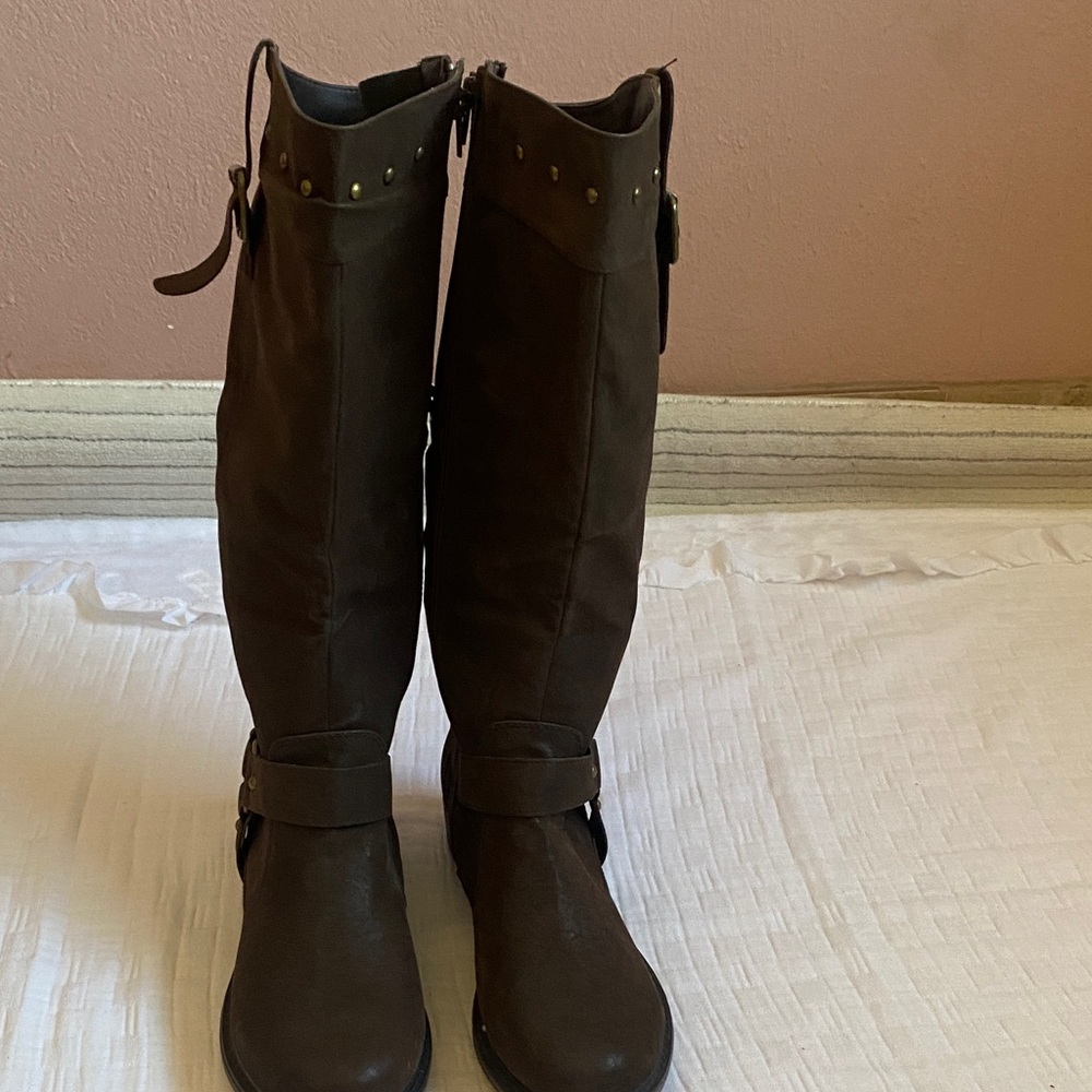 Natural Reflections Dark Brown Over The Knee Boots